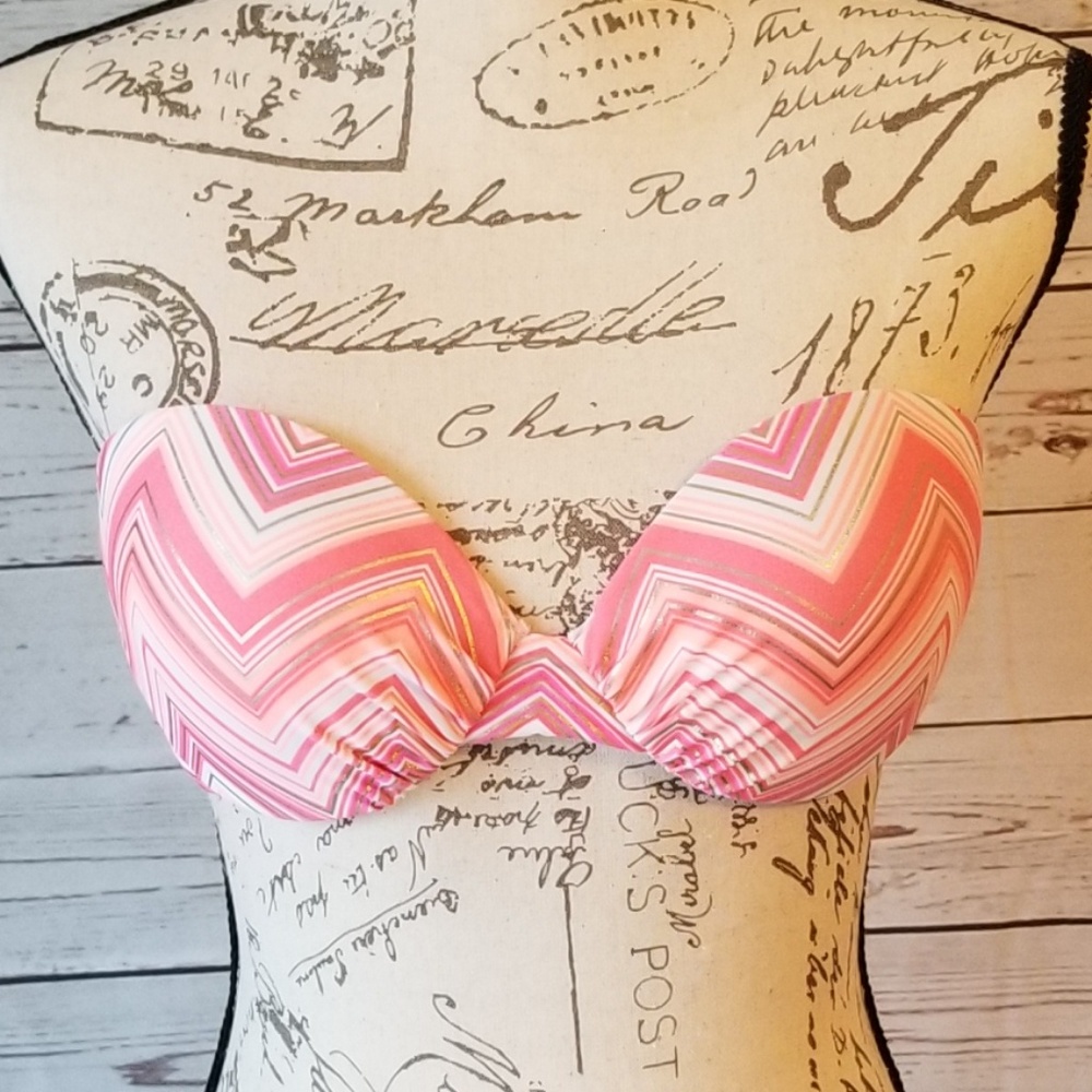 PINK, WHITE, AND GOLD!  Strapless swim suit top‎